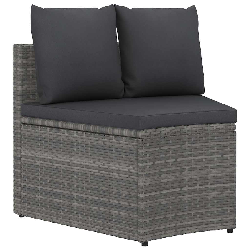 9 részes szürke polyrattan kerti kanapészett párnákkal 4