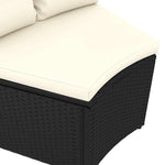 5 részes fekete polyrattan kerti kanapészett párnákkal 15