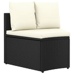 5 részes fekete polyrattan kerti kanapészett párnákkal 4