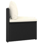 5 részes fekete polyrattan kerti kanapészett párnákkal 6