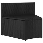 5 részes fekete polyrattan kerti kanapészett párnákkal 7