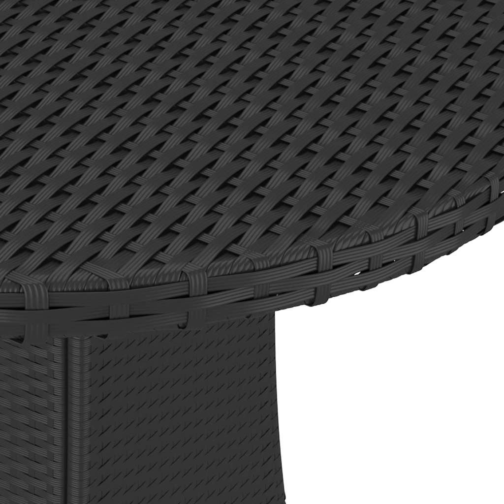 5 részes fekete polyrattan kerti kanapészett párnákkal 9