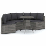 5 részes szürke polyrattan kerti kanapészett párnákkal 2