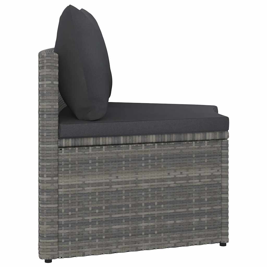 5 részes szürke polyrattan kerti kanapészett párnákkal 8