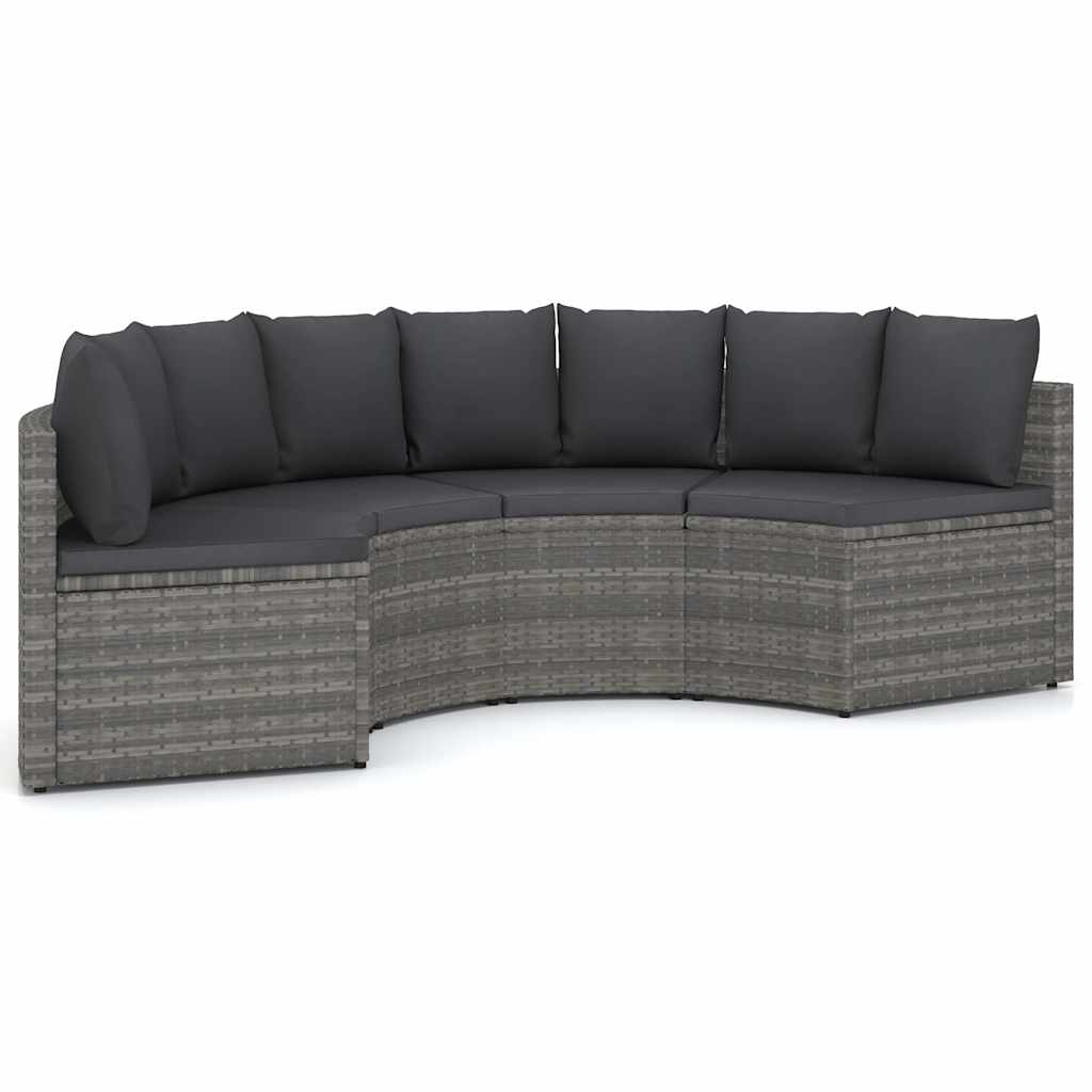 4 részes szürke polyrattan kerti kanapészett párnákkal 2