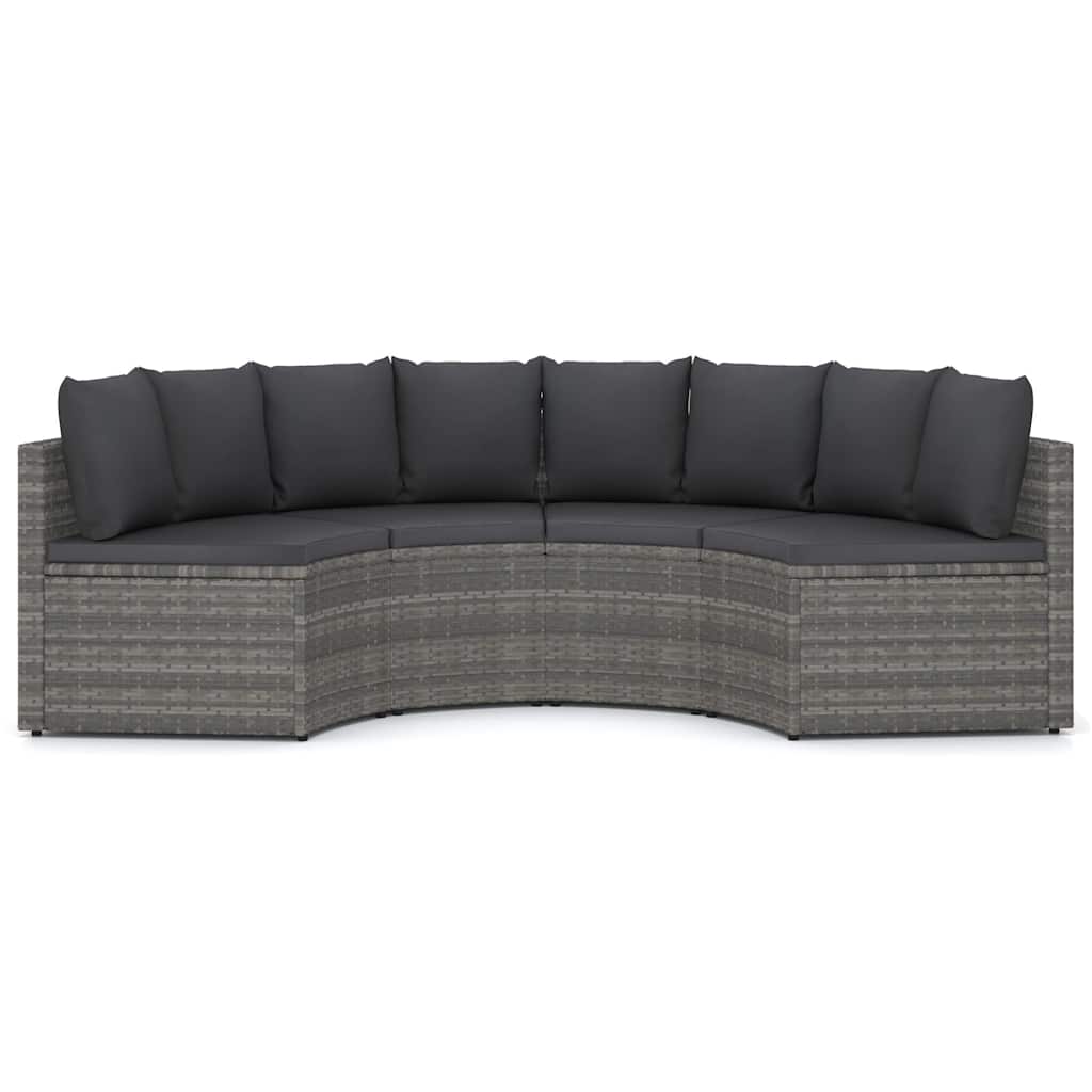 4 részes szürke polyrattan kerti kanapészett párnákkal 3