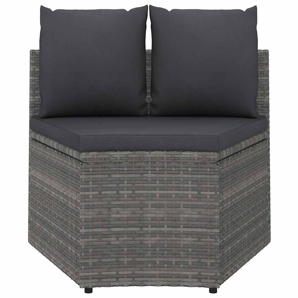 4 részes szürke polyrattan kerti kanapészett párnákkal 5
