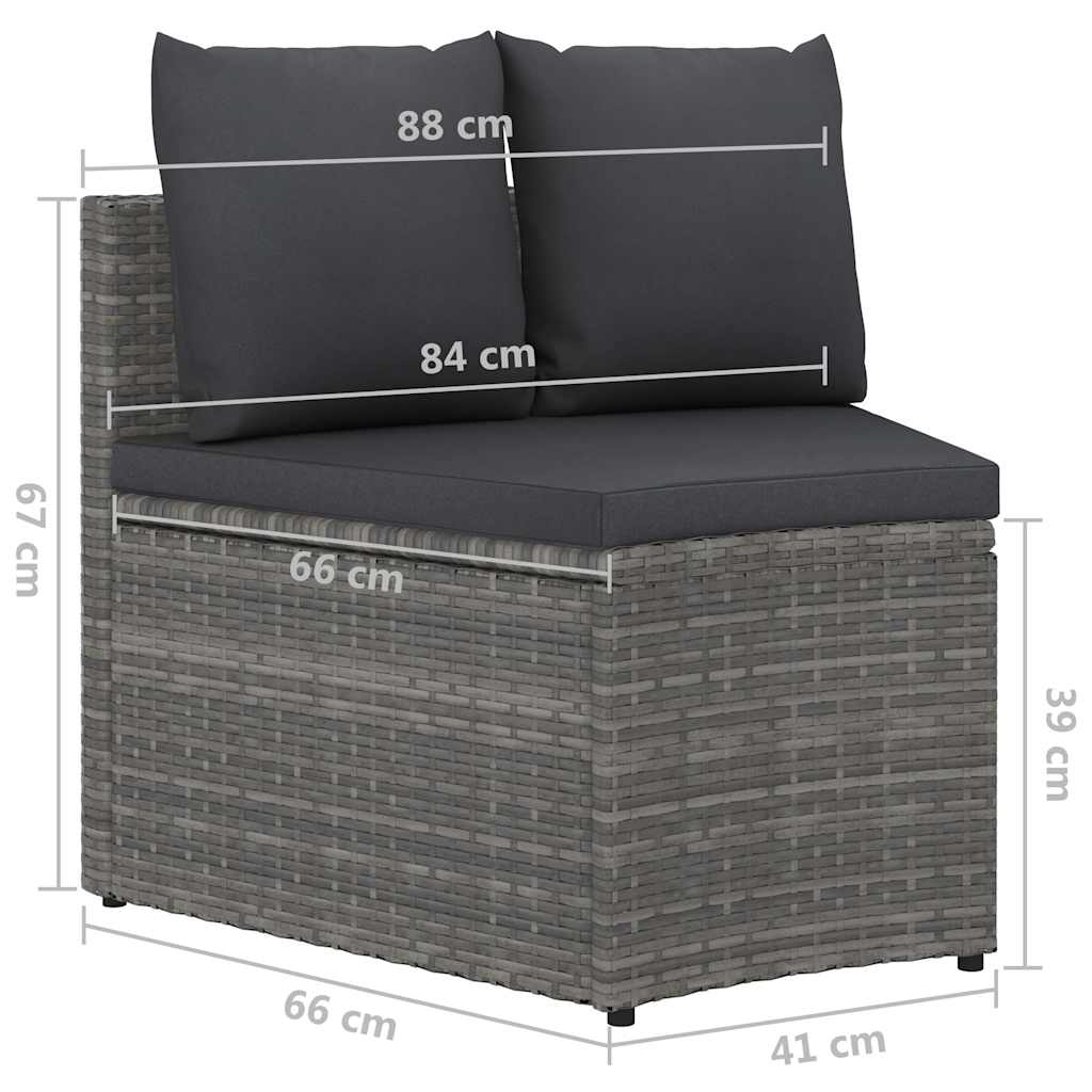 4 részes szürke polyrattan kerti kanapészett párnákkal 8