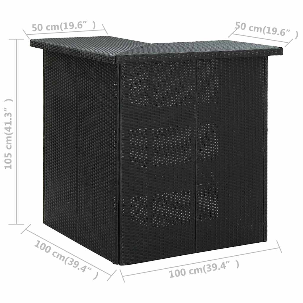 8 részes fekete polyrattan kerti bárszett párnával 12
