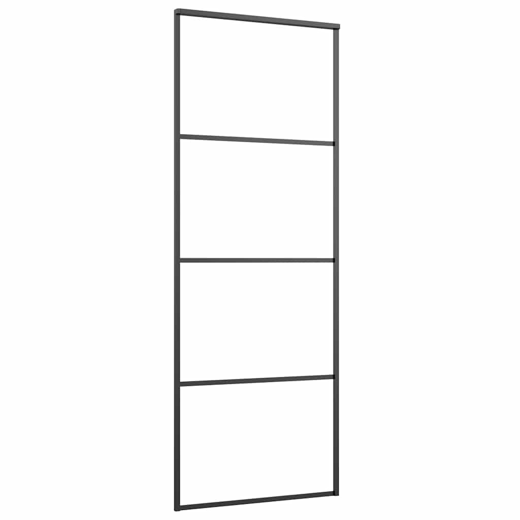 Fekete alumínium és ESG üveg tolóajtó 76 x 205 cm 3