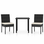 3 részes fekete polyrattan kerti étkezőgarnitúra 2