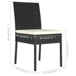 3 részes fekete polyrattan kerti étkezőgarnitúra 12