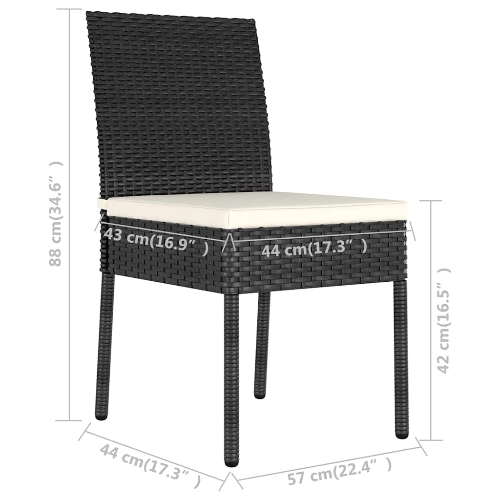 3 részes fekete polyrattan kerti étkezőgarnitúra 12