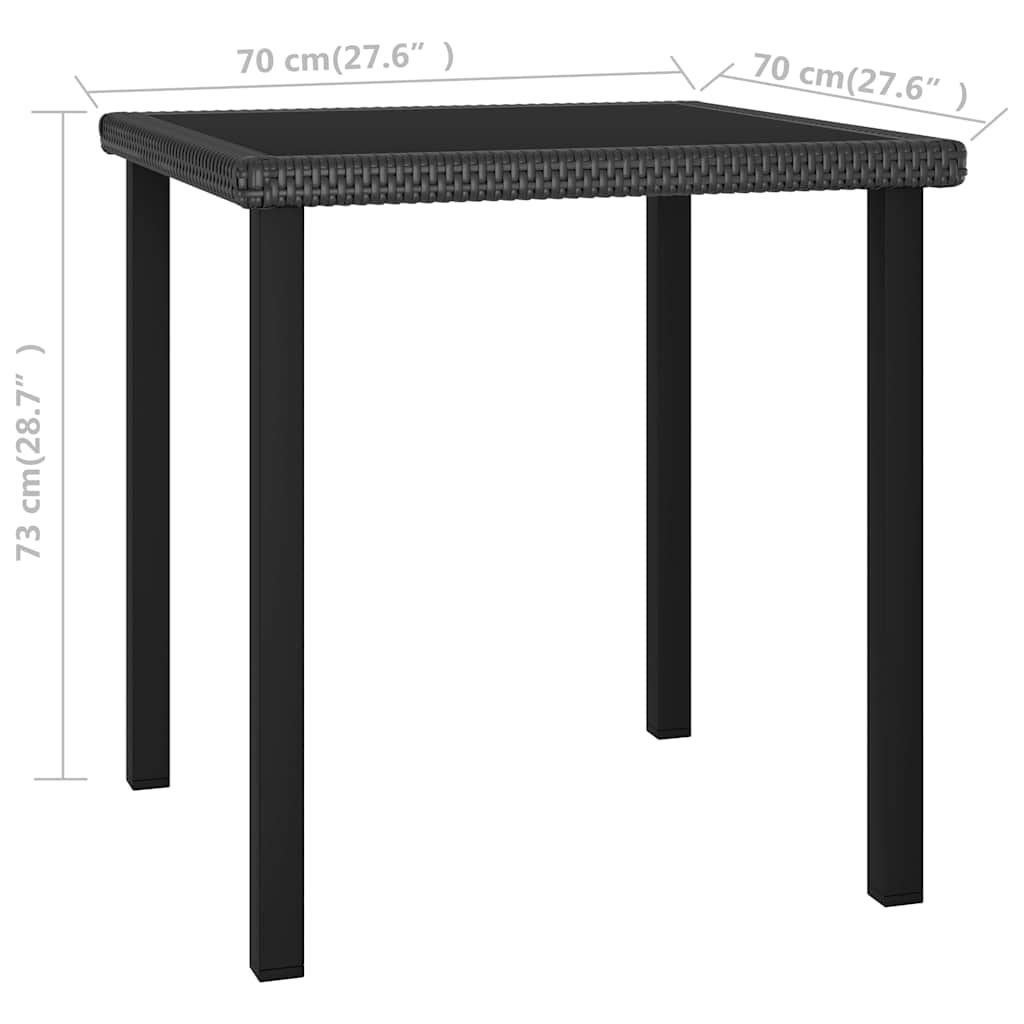 3 részes fekete polyrattan kerti étkezőgarnitúra 11