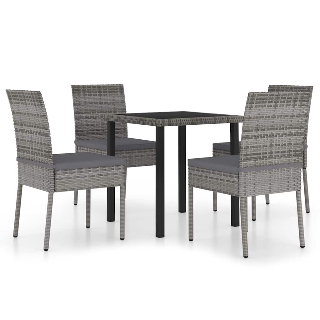 5 részes szürke polyrattan kerti étkezőgarnitúra 2