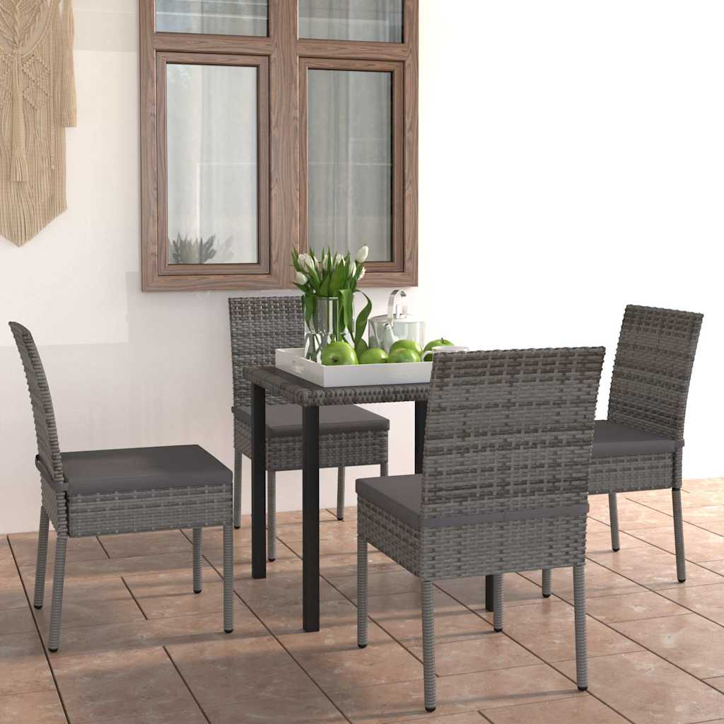 5 részes szürke polyrattan kerti étkezőgarnitúra