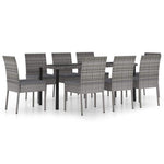 9 részes szürke polyrattan kerti étkezőgarnitúra 2