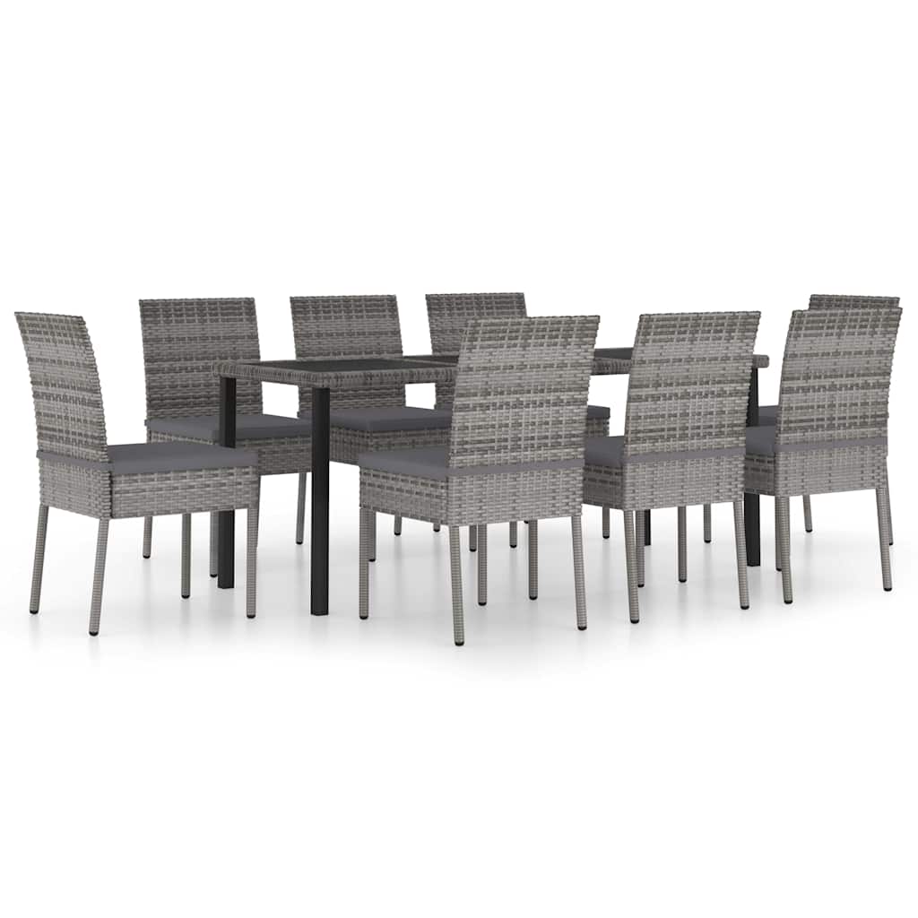 9 részes szürke polyrattan kerti étkezőgarnitúra 2