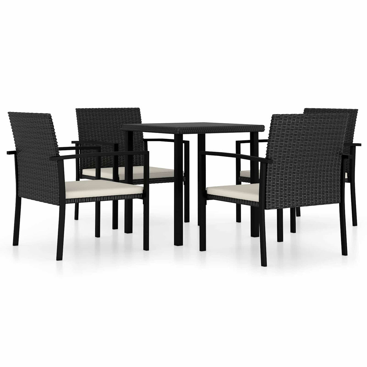 5 részes fekete polyrattan kerti étkezőgarnitúra 2