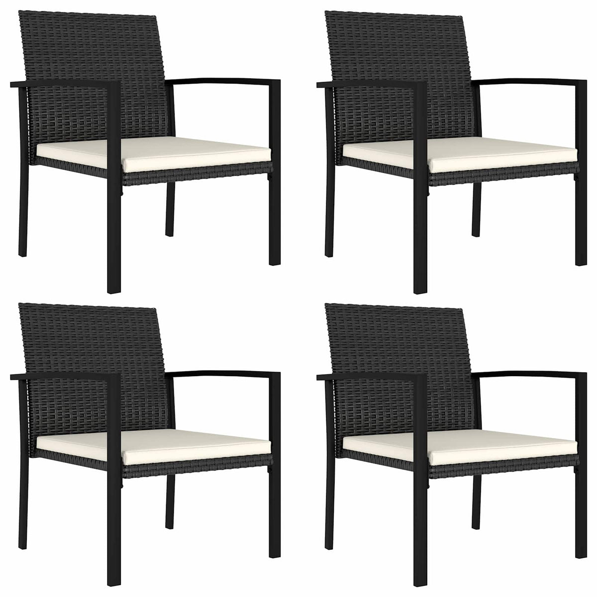 5 részes fekete polyrattan kerti étkezőgarnitúra 4