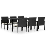 7 részes fekete polyrattan kerti étkezőgarnitúra 2
