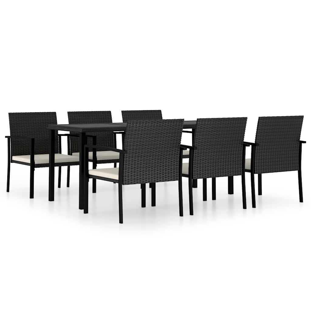 7 részes fekete polyrattan kerti étkezőgarnitúra 2