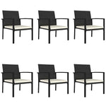 7 részes fekete polyrattan kerti étkezőgarnitúra 7