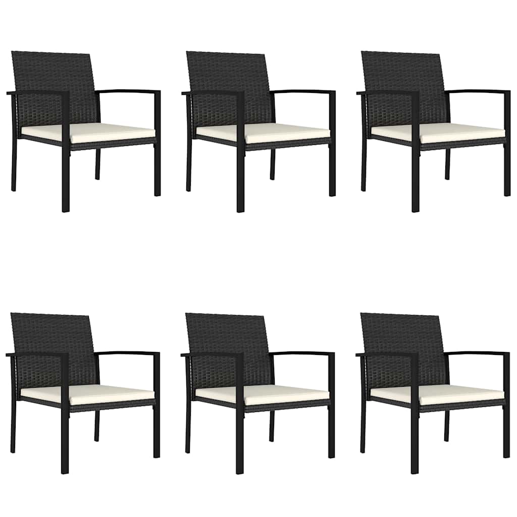 7 részes fekete polyrattan kerti étkezőgarnitúra 7