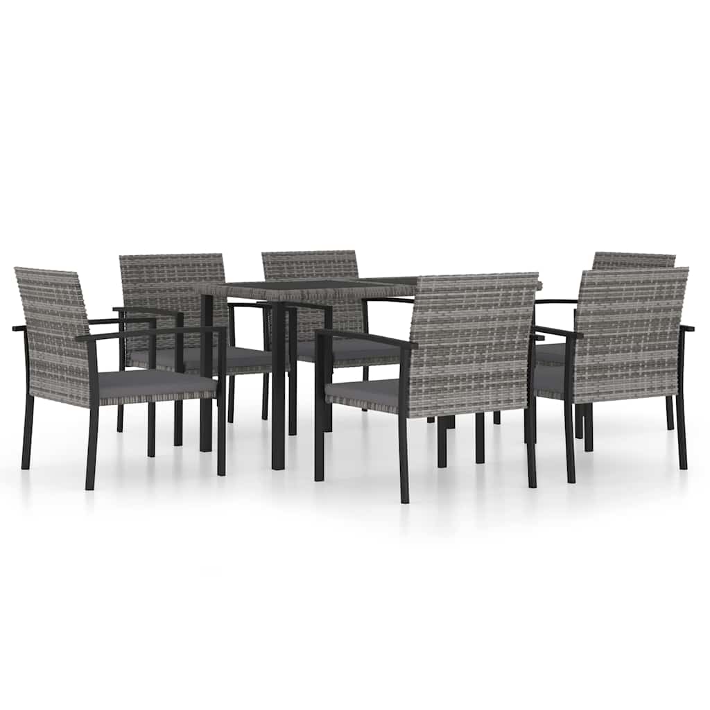 7 részes szürke polyrattan kerti étkezőgarnitúra 2