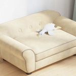 Krémszínű plüss kutyakanapé 72 x 45 x 30 cm 4