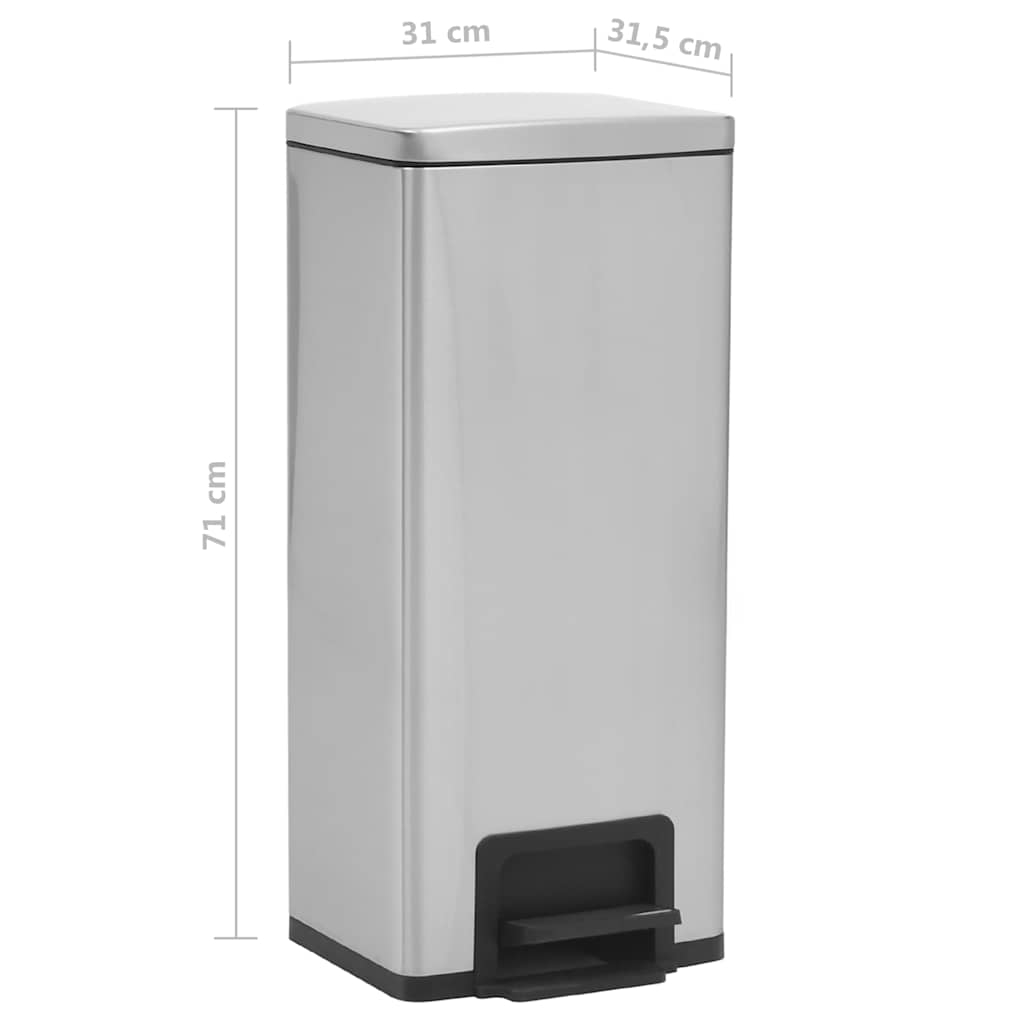 Ezüst ujjlenyomat-mentes rozsdamentes-acél pedálos kuka 30L 11