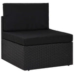 9 részes fekete polyrattan kerti ülőgarnitúra párnákkal 2