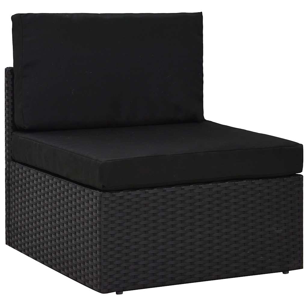 9 részes fekete polyrattan kerti ülőgarnitúra párnákkal 2