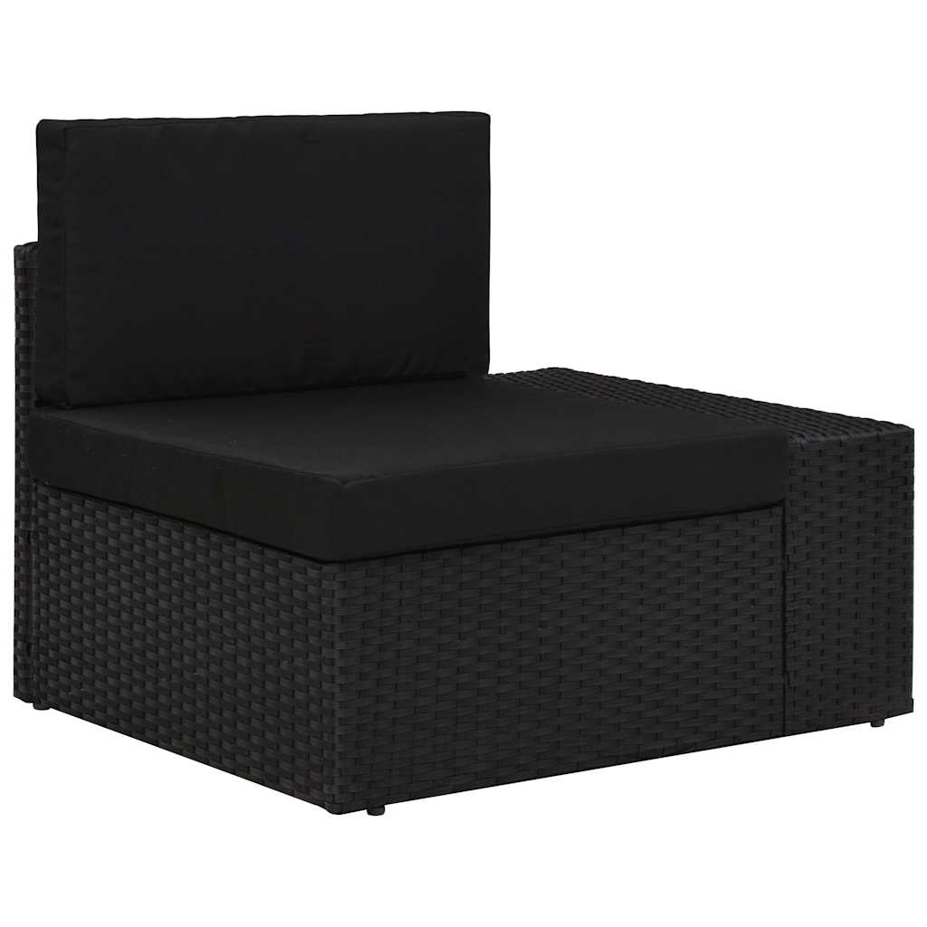 9 részes fekete polyrattan kerti ülőgarnitúra párnákkal 3