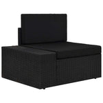 9 részes fekete polyrattan kerti ülőgarnitúra párnákkal 6