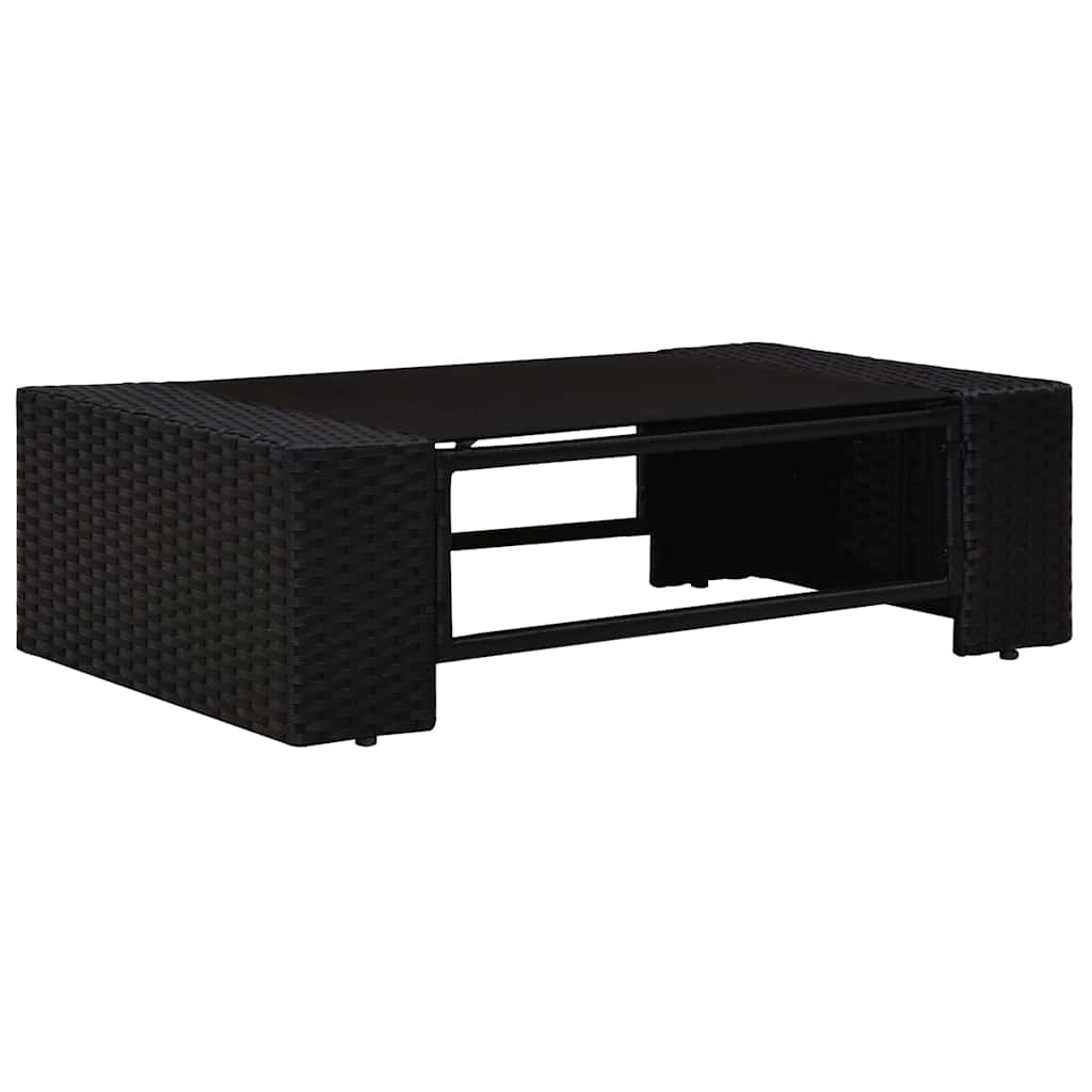 9 részes fekete polyrattan kerti ülőgarnitúra párnákkal 8