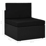 9 részes fekete polyrattan kerti ülőgarnitúra párnákkal 10