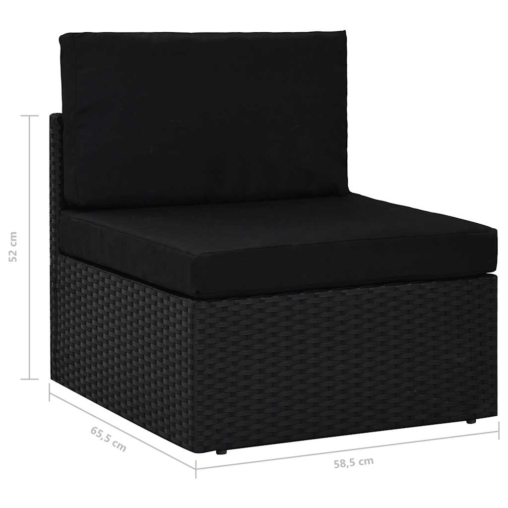 9 részes fekete polyrattan kerti ülőgarnitúra párnákkal 10