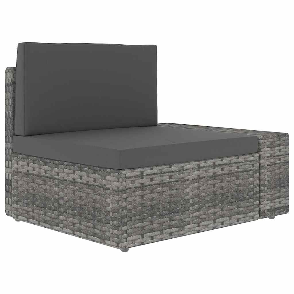 7 részes szürke polyrattan kerti ülőgarnitúra párnákkal 6