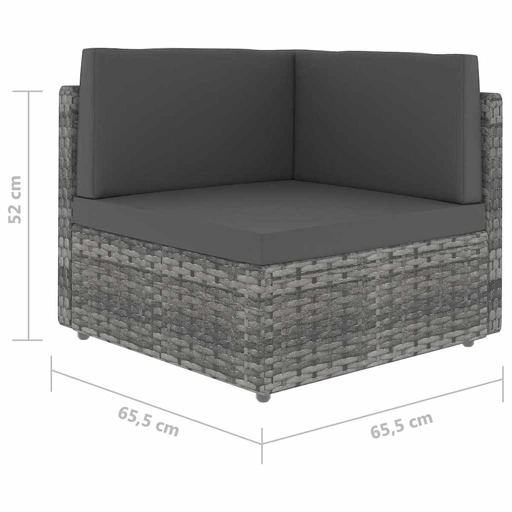 9 részes szürke polyrattan kerti ülőgarnitúra párnákkal 11