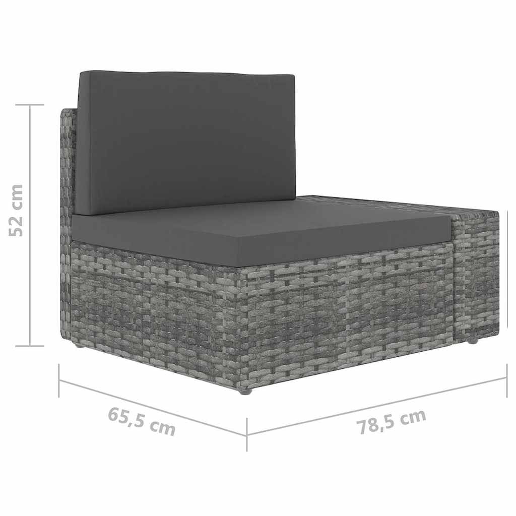 9 részes szürke polyrattan kerti ülőgarnitúra párnákkal 12