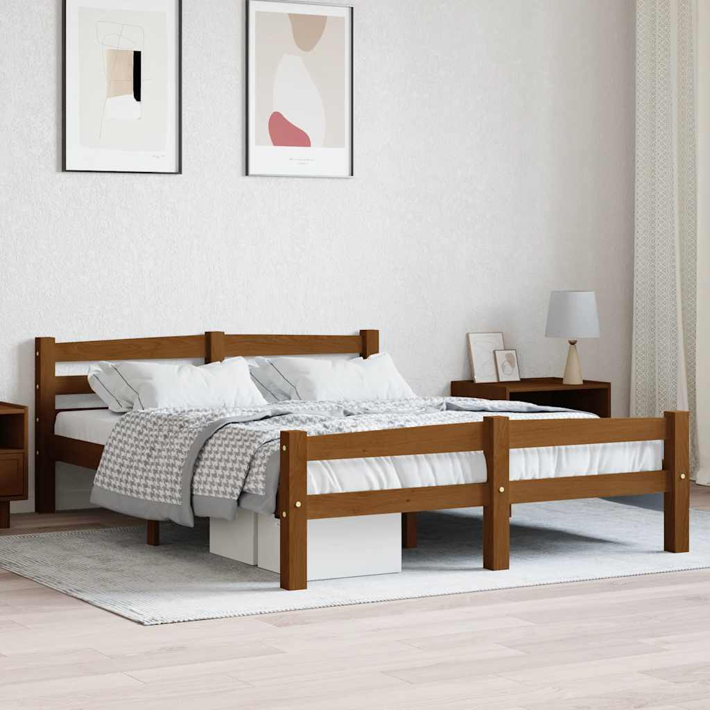 Mézbarna tömör fenyőfa ágykeret 120 x 200 cm