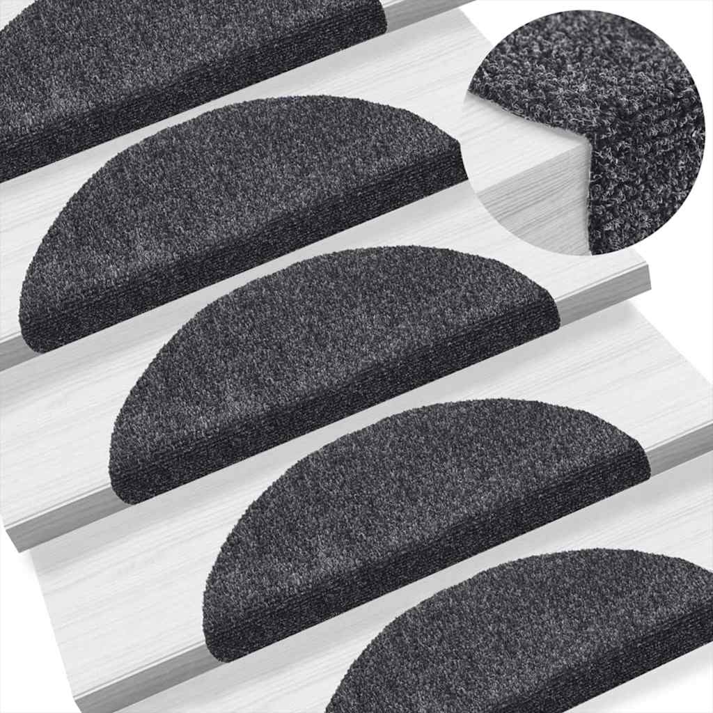 10 db öntapadós lépcsőszőnyeg 56 x 17 x 3 cm sötétszürke félkör alakú 5