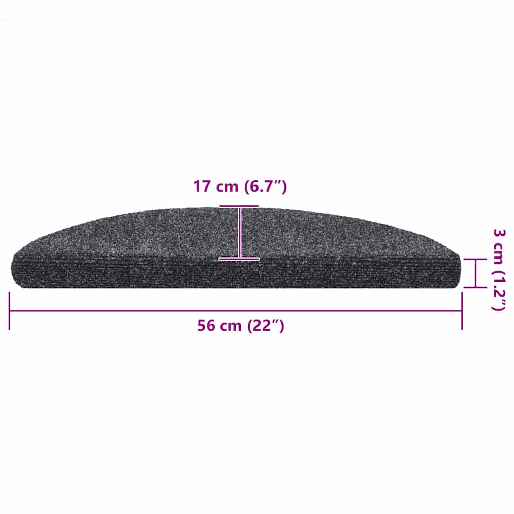 10 db öntapadós lépcsőszőnyeg 56 x 17 x 3 cm sötétszürke félkör alakú 8