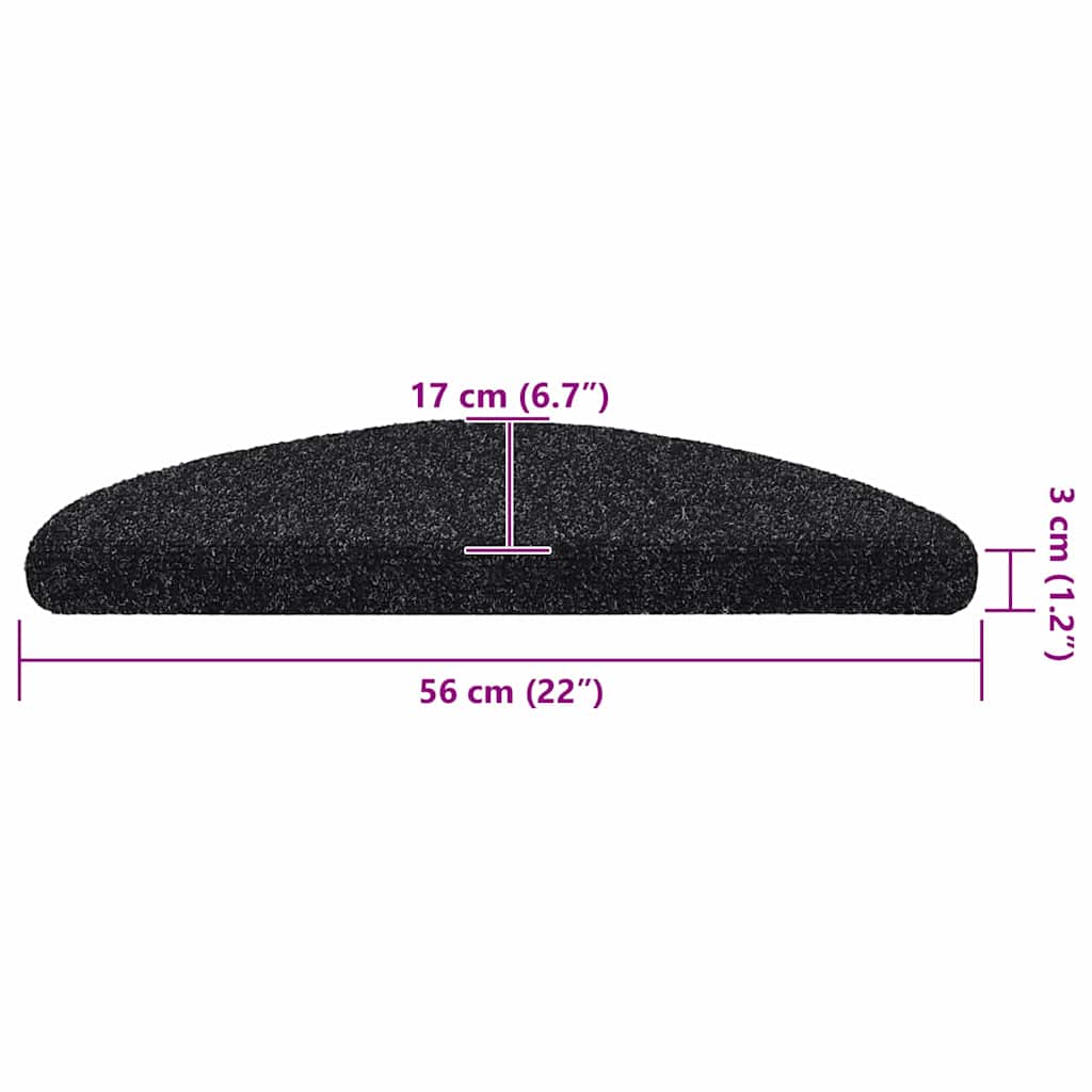 5 db öntapadós lépcsőszőnyeg 56 x 17 x 3 cm fekete félkör alakú 8
