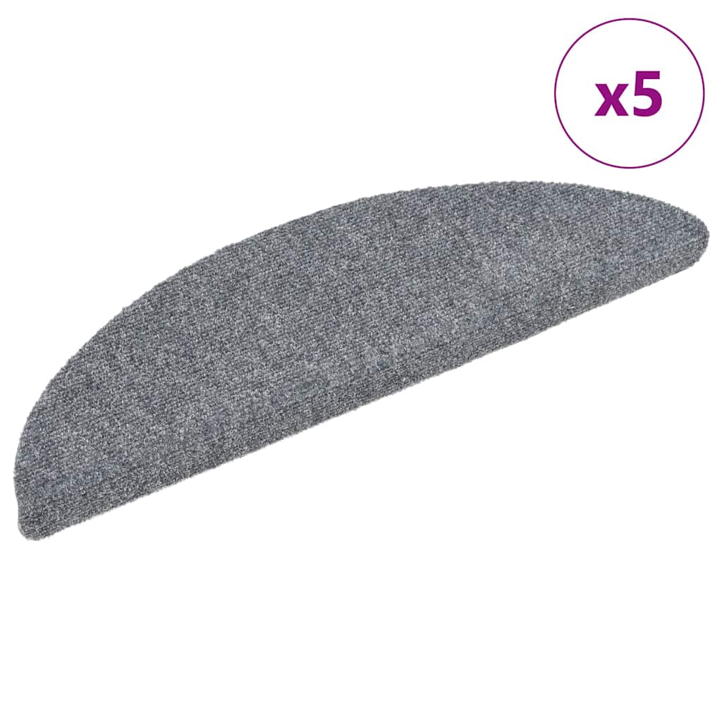 5 db öntapadós lépcsőszőnyeg 56 x 17 x 3 cm világosszürke félkör alakú
