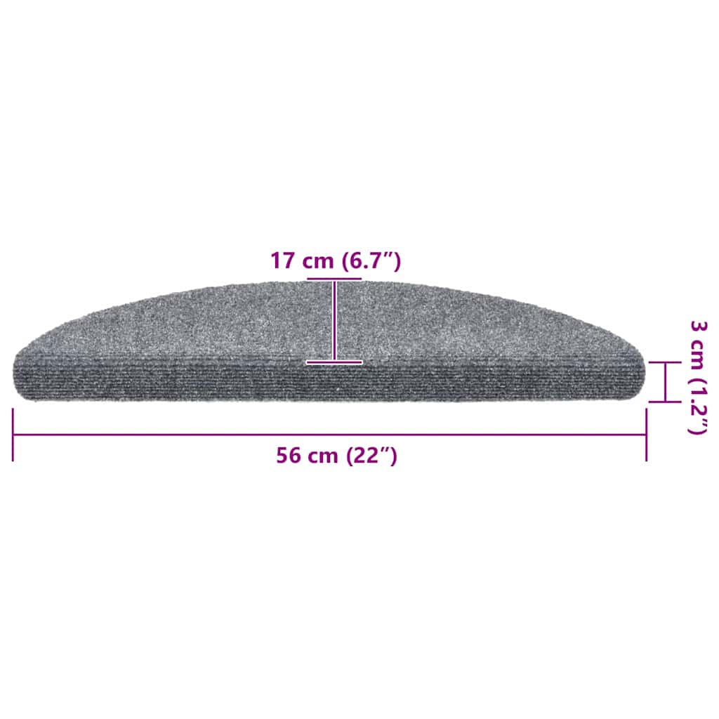 5 db öntapadós lépcsőszőnyeg 56 x 17 x 3 cm világosszürke félkör alakú 8