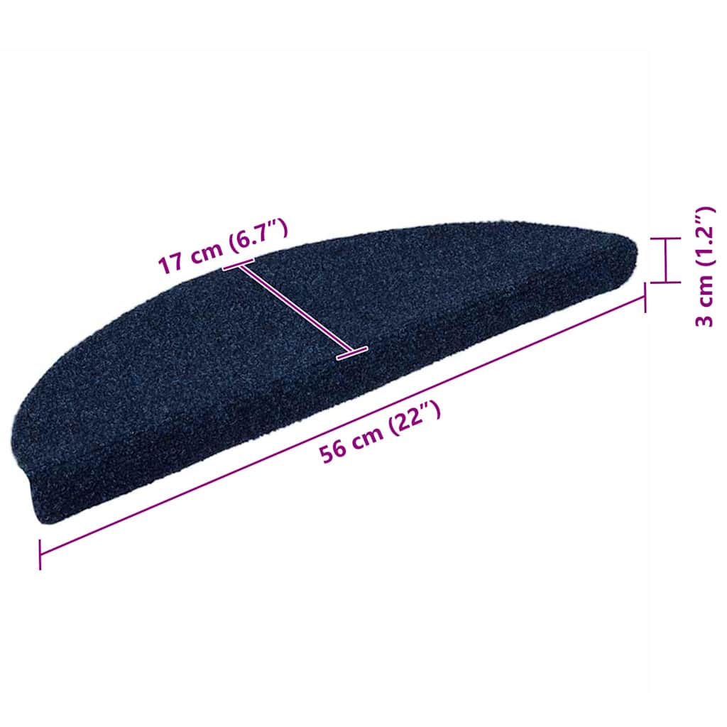 5 db öntapadós lépcsőszőnyeg 56 x 17 x 3 cm sötétkék félkör alakú 8