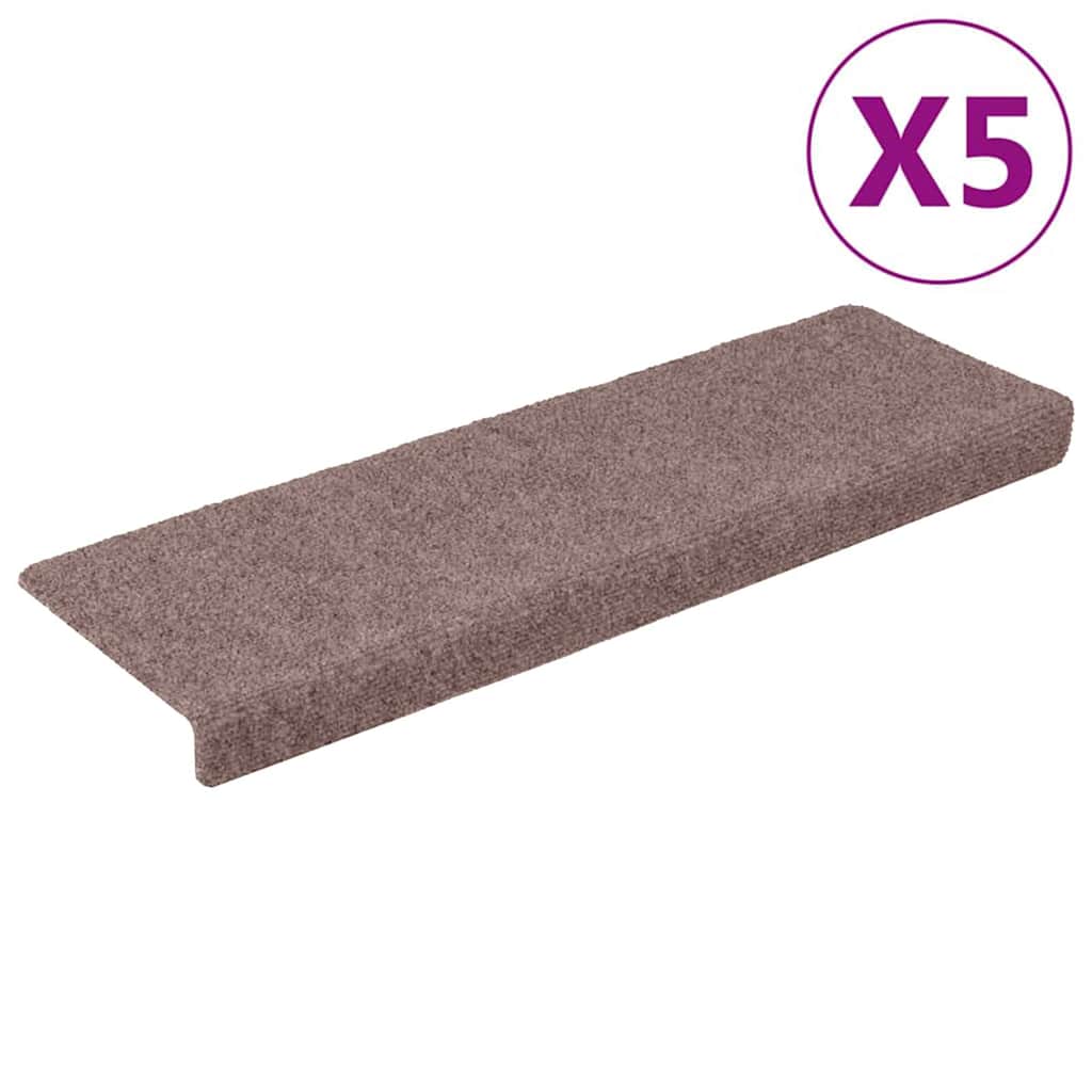 5 db öntapadós lépcsőszőnyeg 65 x 21 x 4 cm világosbarna téglalap alakú széllel 2