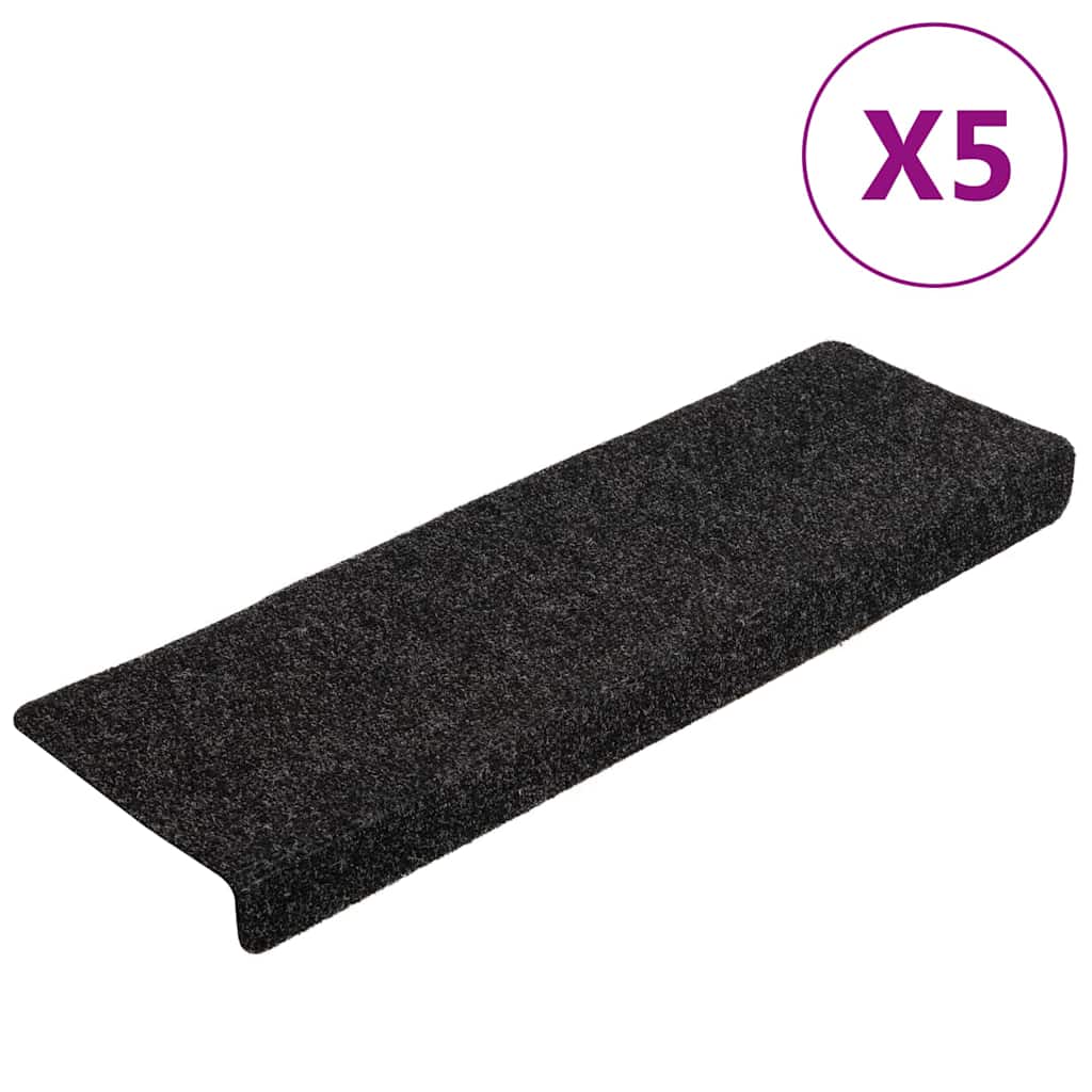 5 db öntapadós lépcsőszőnyeg, 65 x 21 x 4 cm, fekete, téglalap alakú széllel 2